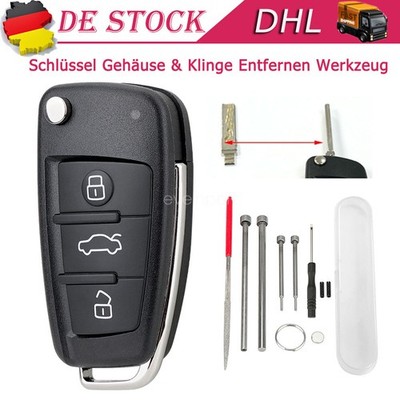 3 Tasten Klapp Schlüssel Gehäuse für Audi A3 A4 A6 4F S3 S4 TT 8J B7 Q5 Werkzeug