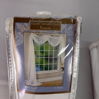 Ellery Home Styles Victoria Window Scarf White Curtain Panel 6 Yards Lot Of 2