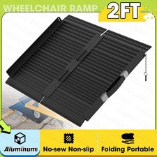 2' 800lbs Folding Wheelchair Ramp Aluminum Mobility Ramp Portable Non-Slip Black