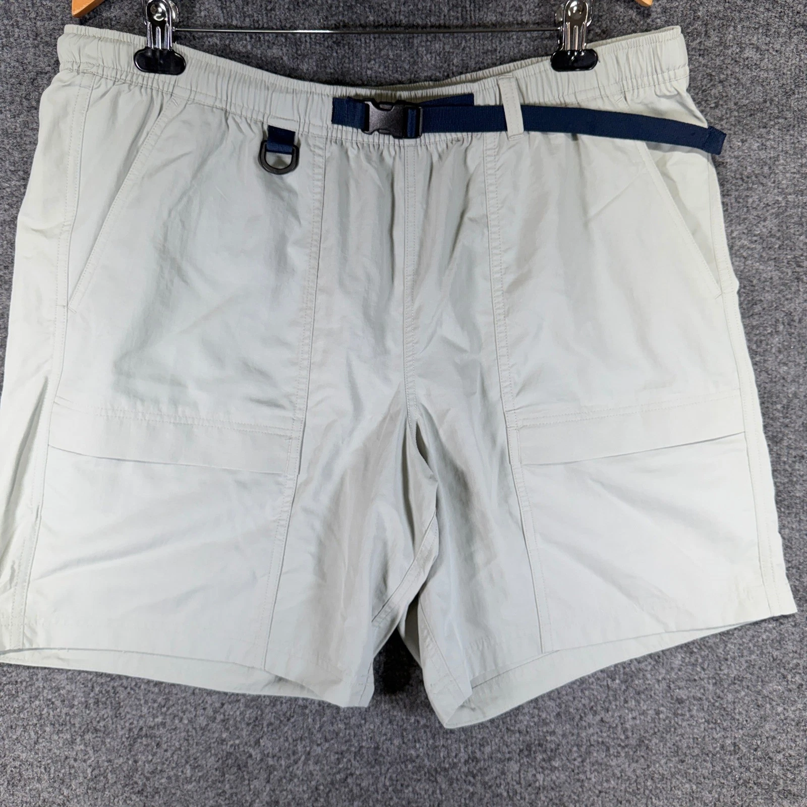 Eddie Bauer Bait Watch Belted Shorts Mens XL Herb Green Nylon Outdoor Hiking