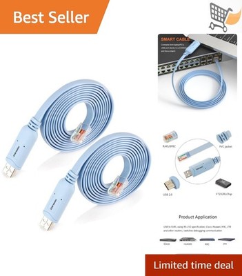 USB to RJ45 Console Cable 2 Pack for Networking Devices, High Compatibility