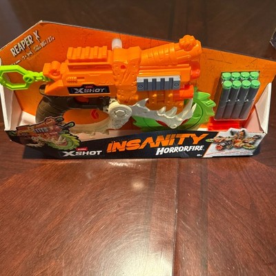 ZURU X-Shot Insanity HorrorFire Reaper X Blaster 8 Darts 90ft Range NEW