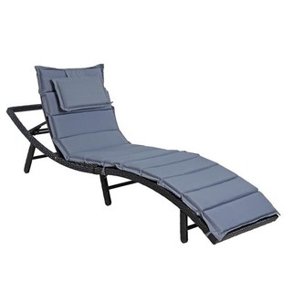 B Ware Sonnenliege Strandliege Polyrattan Gartenliege Relaxliege Liege Schwarz