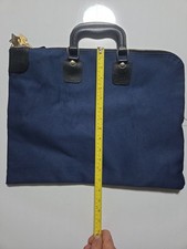 A. Rifkin Co. Locking Zipper Portfolio Briefcase Blue Canvas Leather Handle Arco