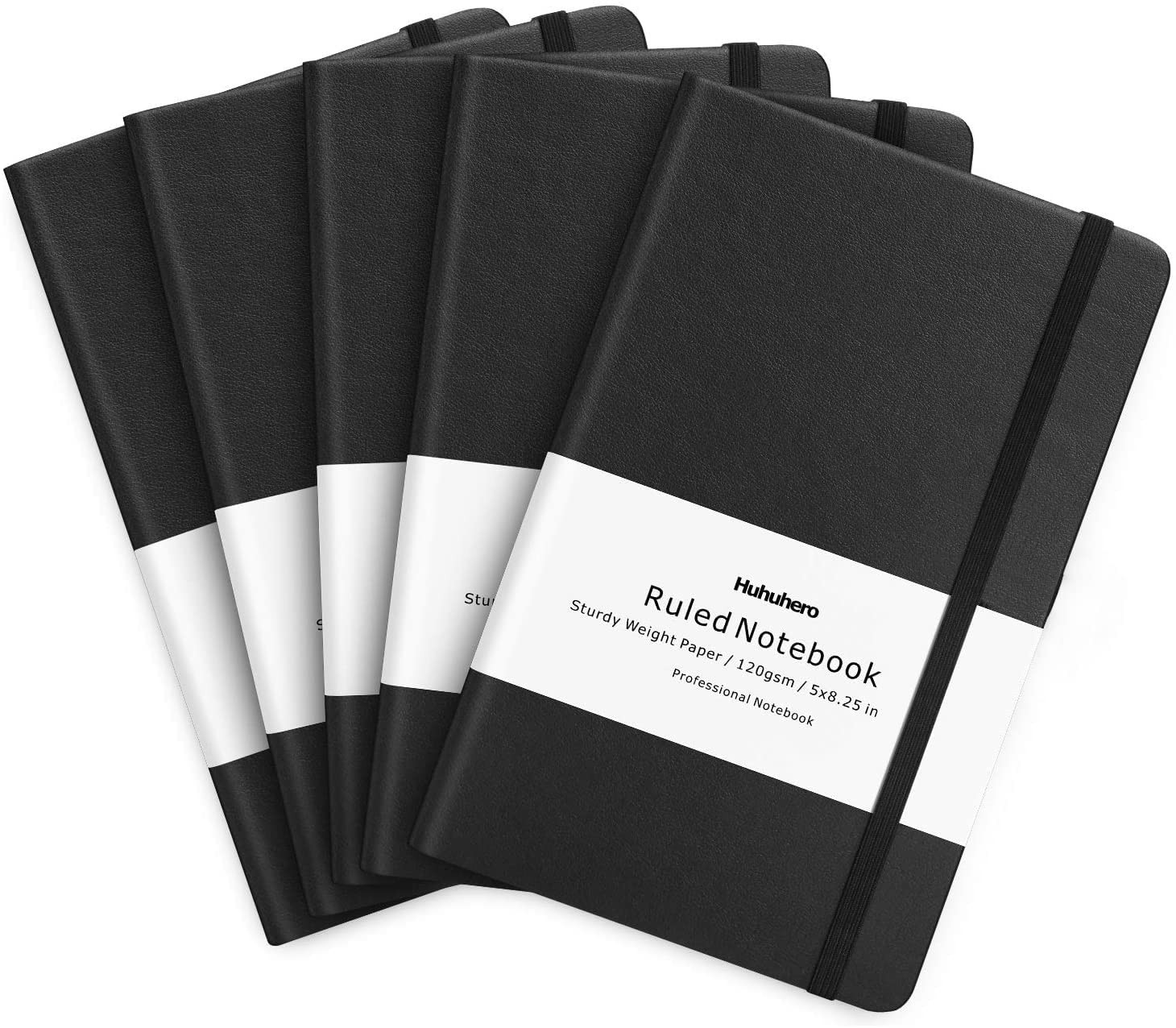 5-Pack Black Hardcover Notebooks