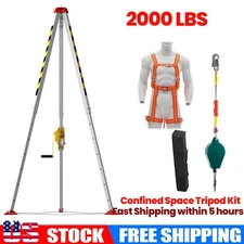 2000 LBS Safety Confined Space Tripod Kit w/ Lifting Winch and Fall Arrester