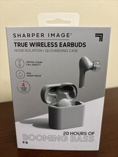 Sharper Image True Wireless Earbuds Qi and USB-C Charging Case White New in Box