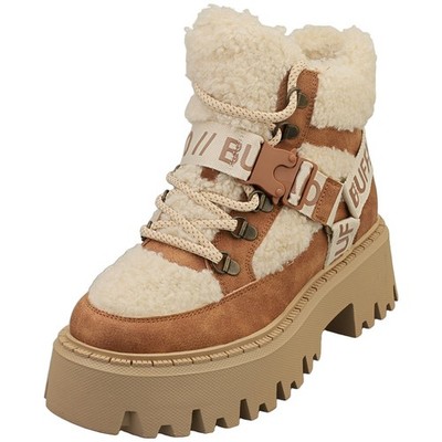Buffalo Aspen Com Mid Warm Vegan Womens Fashion Boots in Beige Cognac - 6 US
