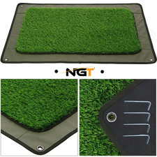 NGT 75x50cm Bivvy Mat PVC and Astro Turf Carp Fishing Waterproof Mat + 4x PEGS