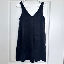Zara Little Black Slip Dress XS Shimmer Lined Mini