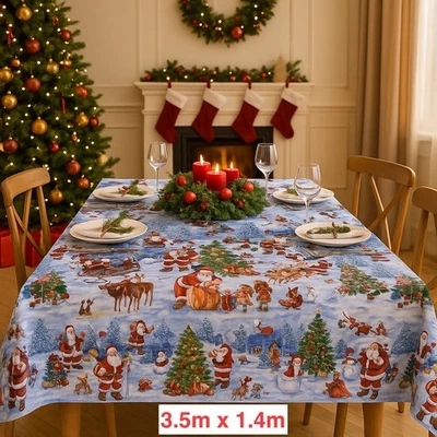 Weihnachten Festlich Abwischbar PVC Tischdecke Abdeckung Vinyl Luxus 140cm x 350cm - Bild 1 von 4