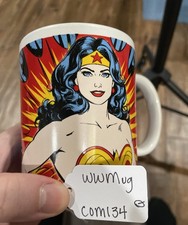 Wonder Woman Coffee Cup Mug Glass Red Gold Blue DC Comics Pop Art