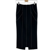NWT Cinq a Sept Ali Skirt Midi Length Seamed Black White Size 2