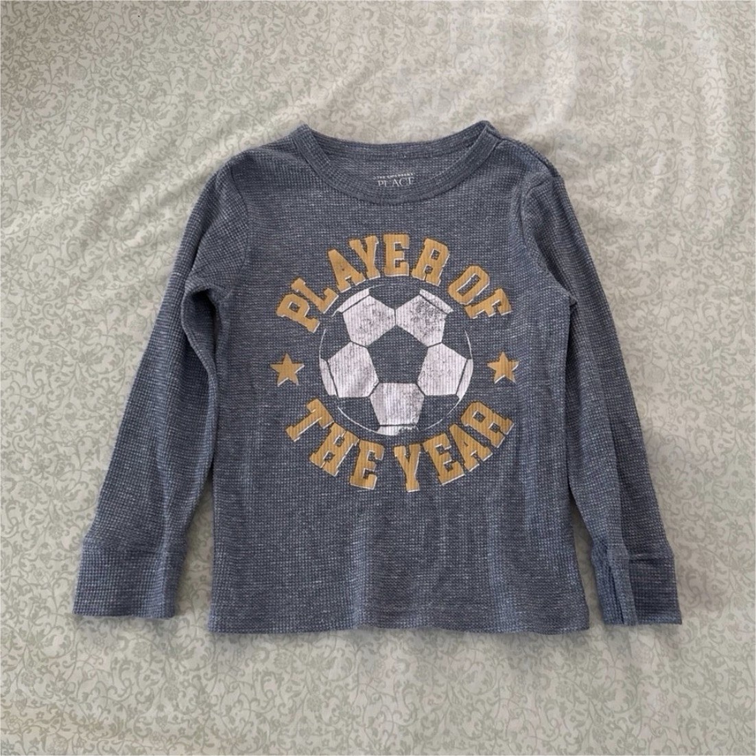 The Children's Place Boys 3T Gray Long Sleeve Soccer Graphic Cotton T-Shirt