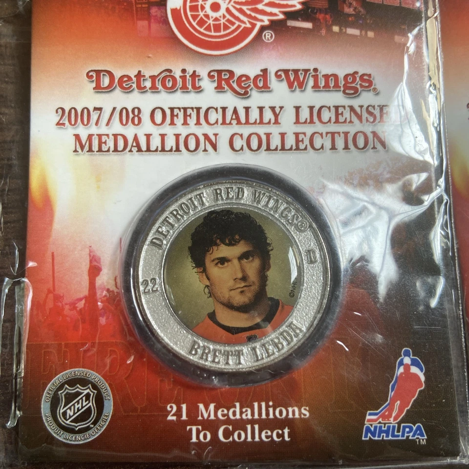 LOTE DE 7 MONEDAS COLECCIÓN MEDALLÓN DETROIT RED WINGS 2007/08 NHL HOCKEY Foto 2 de 4