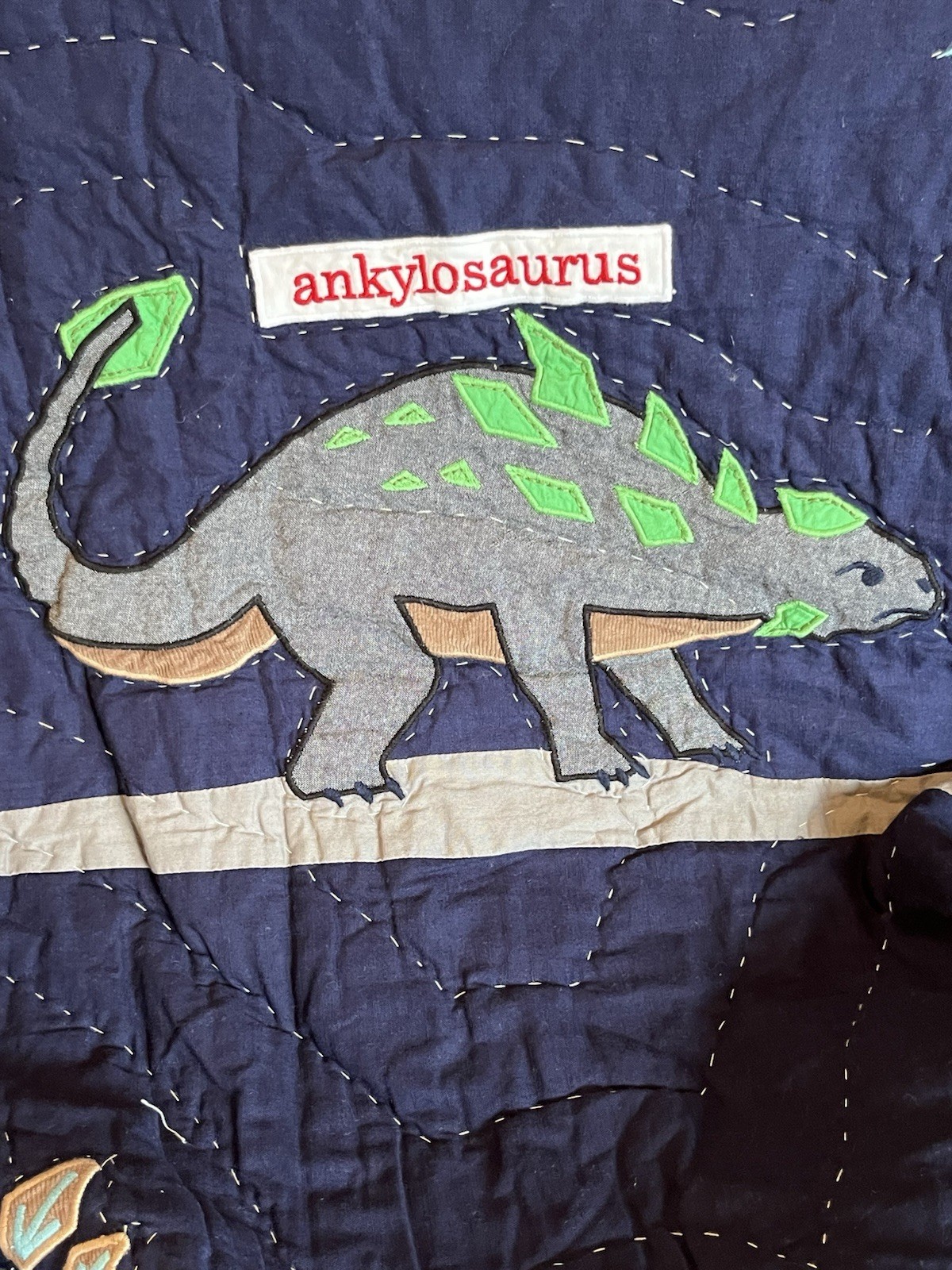 Pottery Barn Kids Warren Dinosaur TWIN Quilt 86” x 68” Boys Blue New Other NICE!