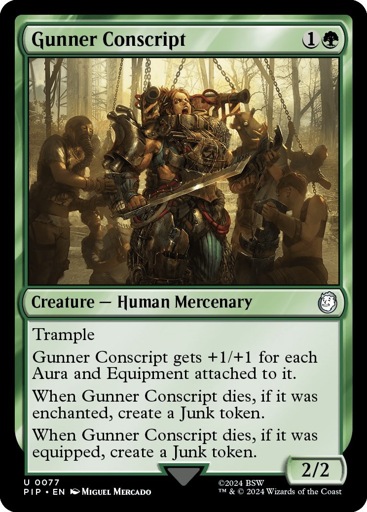 Gunner Conscript #77 (NM) Universes Beyond: Fallout (PIP) MTG