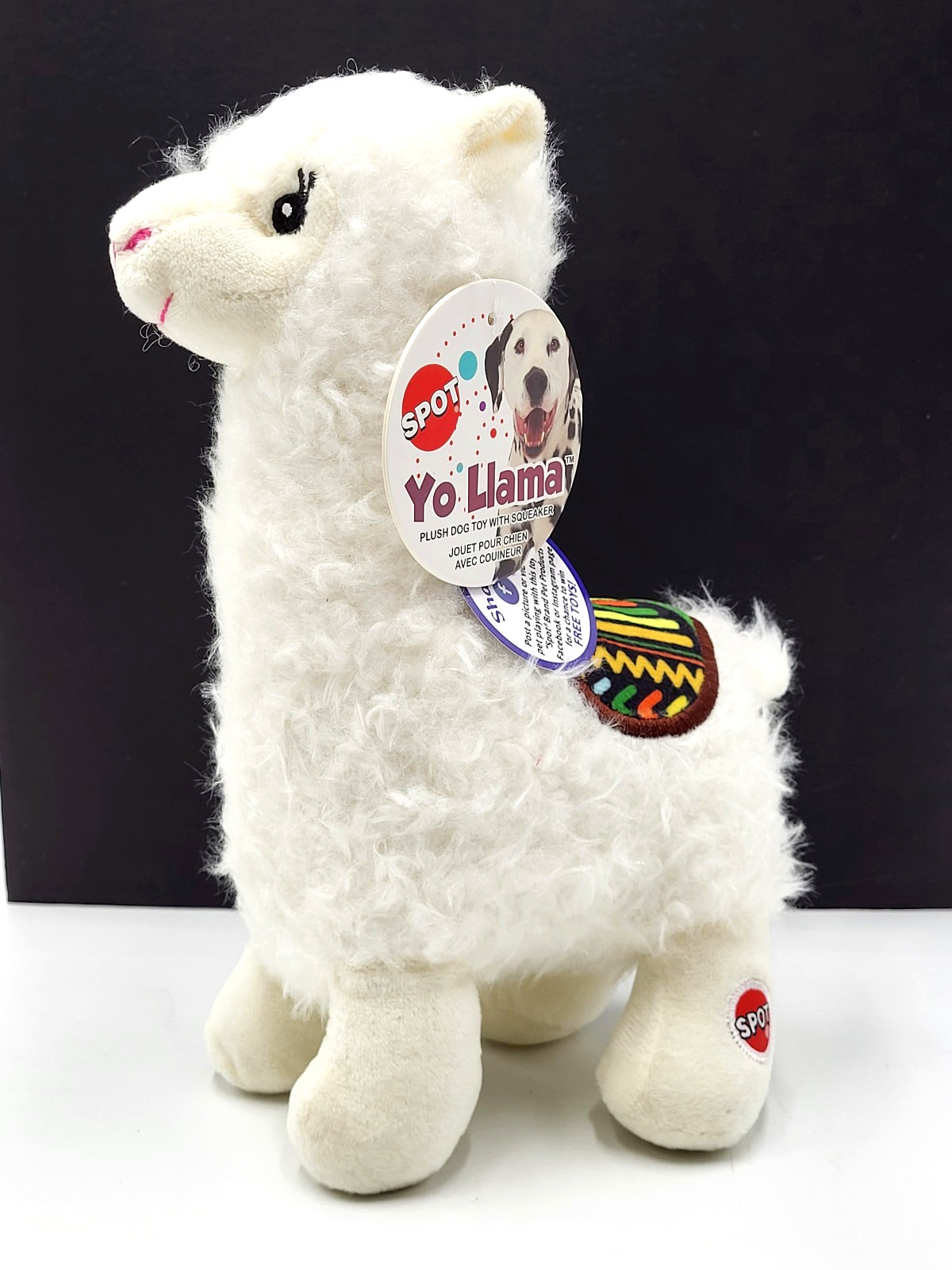 Spot Yo Llama White Squeaky Dog Comfort Toy 10x6"