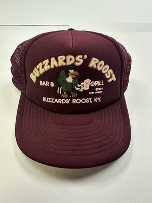 Vintage Buzzards Roost Bar & Grill Kentucky Maroon Mesh Snapback Trucker Hat Cap