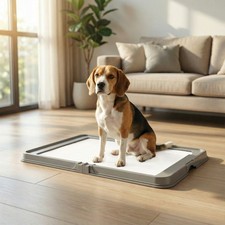 PawHut Pee Pad Holder, Foldable Dog Indoor Potty Tray, 34" x 24.5", Gray