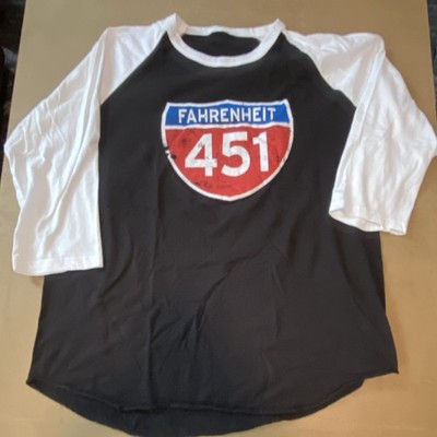 Fahrenheit 451 Raglan Men's Graphic T-Shirt Black White 3/4 Sleeve