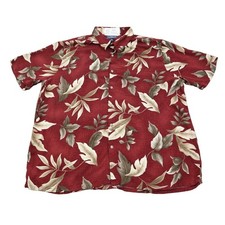 Croft and Barrow Shirt Mens XL Red Floral Button Up Short Sleeve Collared Top