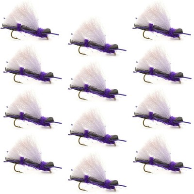 Chubby Chernobyl Ant Purple Foam Body Grasshopper Fly - 1 Dozen Flies Size 10