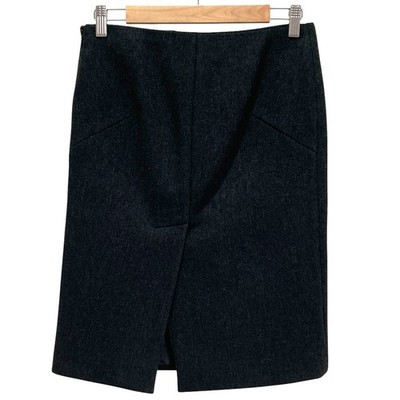 PRADA back-slit wool skirt, size 38, charcoal gray Women USED | eBay