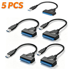 5PCS SATA to USB 3.0 Cable 2.5" HDD Adapter with Type-C Connector for Laptop PC