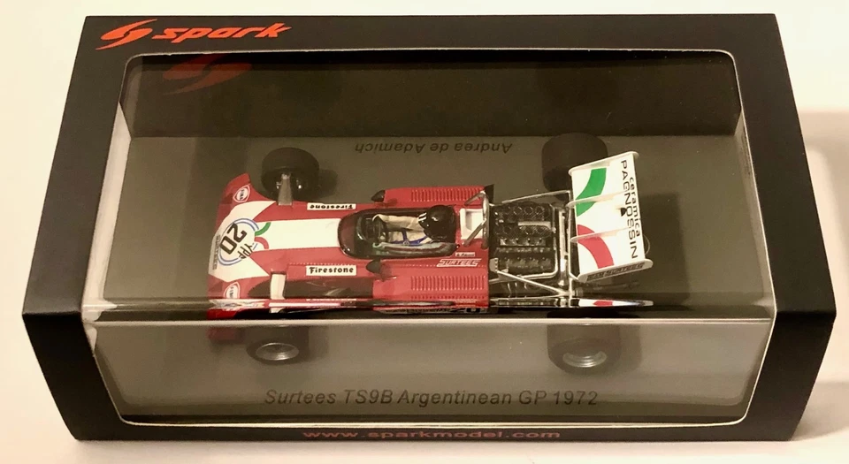 F1 1/43 Spark S3992 Surtees TS9B N°20 A.De Adamich Argentinean GP 1972, New - Immagine 2 di 4