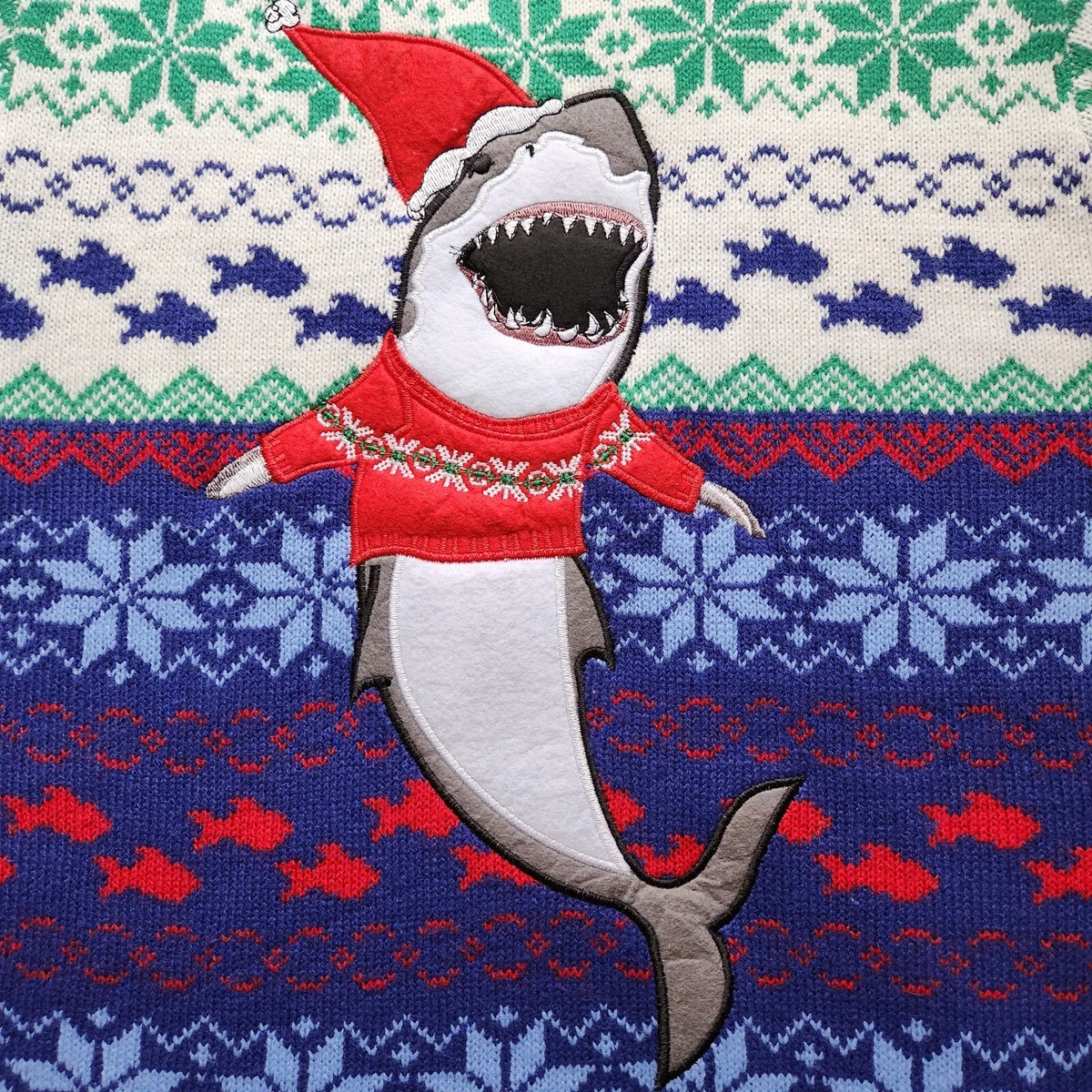 Blizzard Bay Shark Sz Medium Ugly Christmas Sweater | eBay