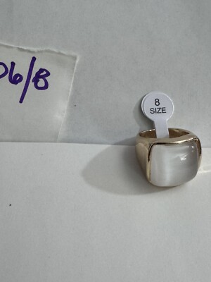 Custome Yellow Color Ring w/ Whitiest Square Stone Size 8 -706