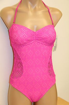 NWT California Waves Swimsuit Bikini One 1 pc Size XS Pink Removable straps