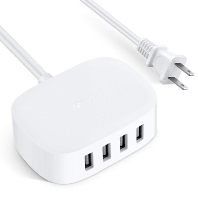 USB Charging Station 4 Port - BULL USB Charger Block Multiple USB Charging St...