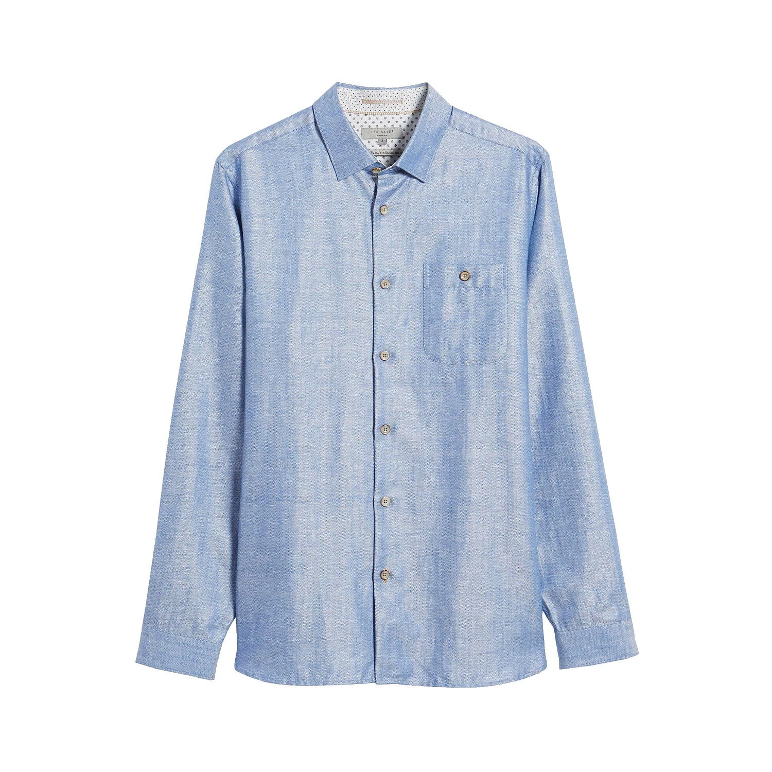 Ted Baker 'Linlins' Mens Blue Herringbone Linen Blend Button Down Shirt $159
Opens in a new window o