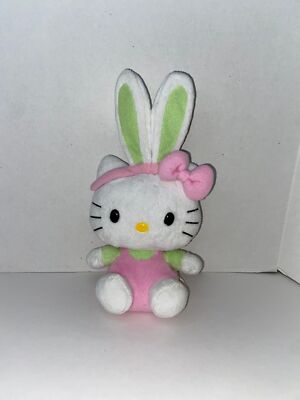 Hello Kitty Easter Bunny Ears Plush Stuffed Animal 9  TY 2010