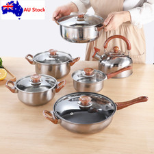 12pcs Stainless Steel Cookware Set Pots and Pans Kitchen Cooking Utensil Set