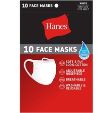 10 Hanes 100 Cotton Face Mask Reusable Washable Adult Masks