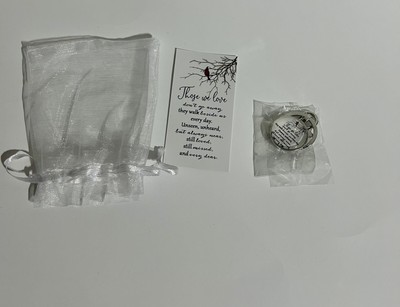 Those We Love Sentiment Keychain Trinket Silver Drawstring Bag Sentimental Card