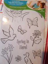 Children's Activity Color-Your-Own, Spring is Here Sticker Sheet- Lot of 4 packs