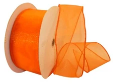 99908W-058-40K Sheer Lovely Value Wired Edge Ribbon 2-1/2 Inch X 50 Yards Orange