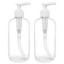 2 Pack Large Empty Refillable Pump Bottles 8oz for Shampoo Conditioner Lotion