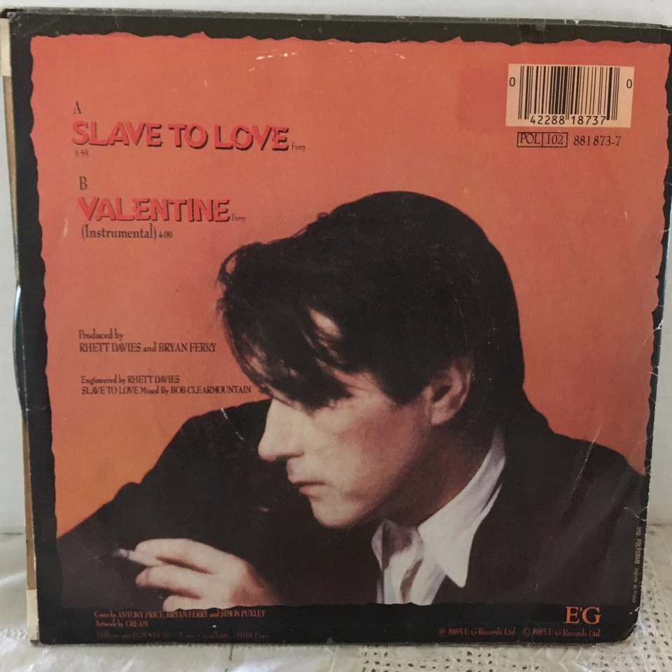 BRYAN FERRY   45   SINGLE  /   SLAVE TO LOVE/  VALENTINE   ( SIGNED  ) - Image 2 of 2