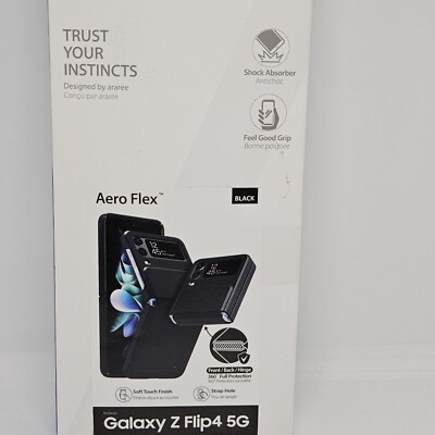 araree aero flex slim fit case compatible with galaxy z flip4 black shockproof