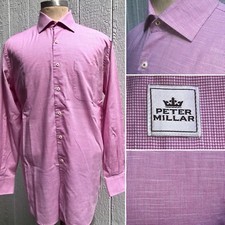 Exc condition Peter Millar mens Large Micro houndstooth Long-sleeve cotton shirt