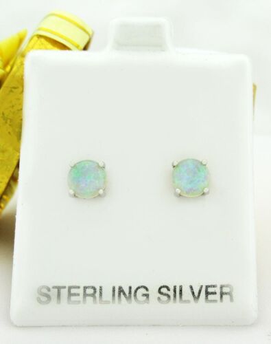 GENUINE 1.76 Cts OPAL STUD EARRINGS .925 STERLING SILVER - New With Tag