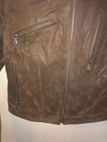 Levi’s Distressed Brown Mocha Genuine Leather Moto Biker Jacket Womens Small - Picture 3 of 16