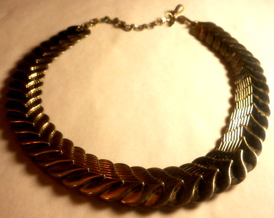 Vtg Silvertone Kramer New York Layered Textured Statement Choker Necklace 12-15''