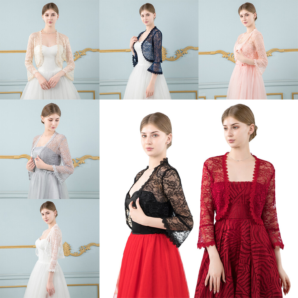 Lady Womens Premium Lace Open Front Shrug Bolero Cardigan Weddings