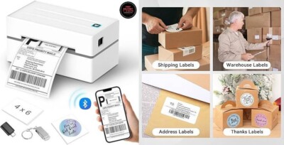 Impresora térmica de etiquetas de envío con Bluetooth impresora inalámbrica.2024